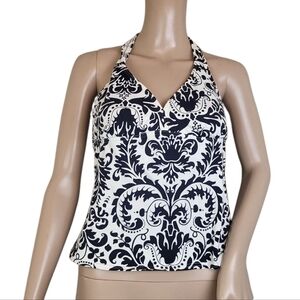 Lands’ End Halter Top – Black & White Damask Elegance Size 6